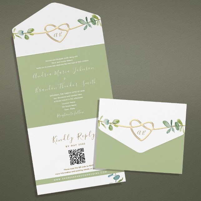 Eukalyptus Wedding QR Code All In One Einladung (Von Creator hochgeladen)
