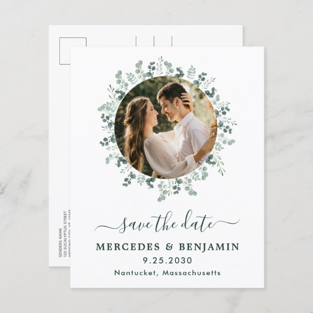 Eukalyptus Wedding QR Code Save the Date (Vorne/Hinten)