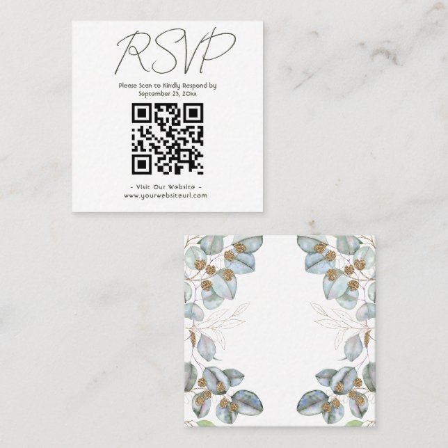Eukalyptus Wedding Quadratische Visitenkarte