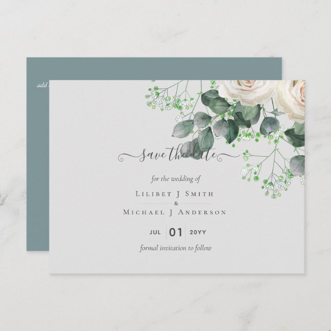 Eukalyptus Wedding Rett Dates Postkarte (Vorne/Hinten)