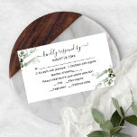 Eukalyptus Wedding RSVP Begleitkarte<br><div class="desc">Eine niedliche grüne Hochzeitskarte. Einfach mit Ihren Daten personalisieren. ANKUNFT: Wenn Sie eine Anpassung des Designs benötigen,  kontaktieren Sie mich bitte per Chat; wenn Sie Informationen über Ihre Bestellung,  Versandoptionen,  etc. benötigen,  wenden Sie sich bitte direkt an den Zazzle Support https://help.zazzle.com/hc/en-us/articles/221463567-How-Do-I-Contact-Zazzle-Customer-Support-.</div>