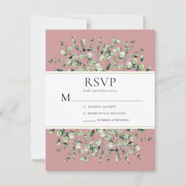 Eukalyptus Wedding RSVP Karte (Vorderseite)
