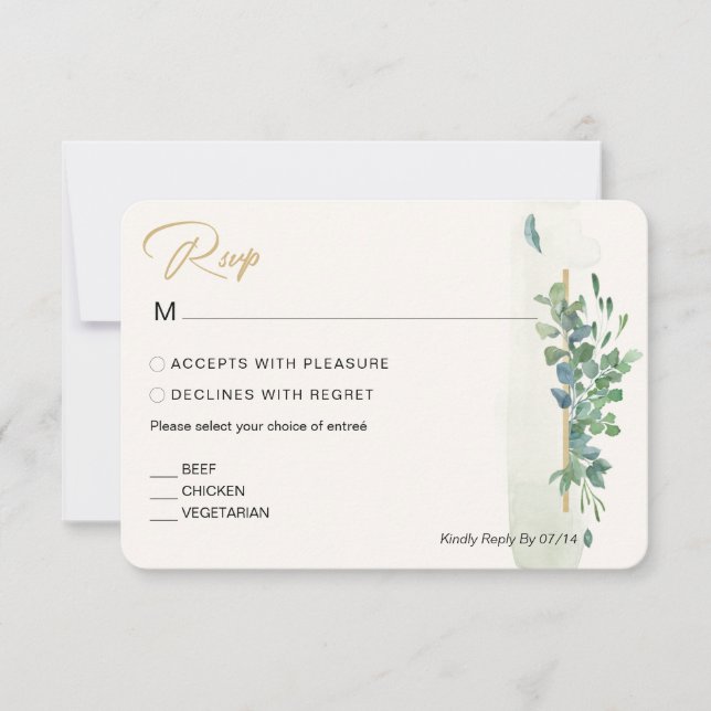 Eukalyptus Wedding RSVP Karte (Vorderseite)