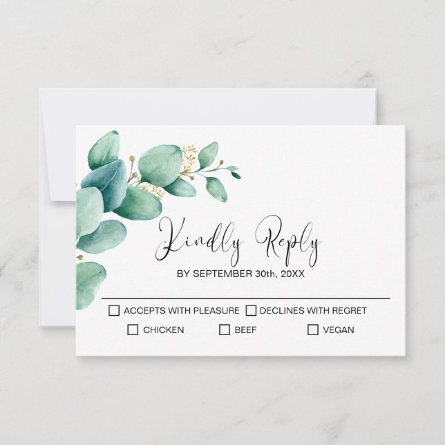 Eukalyptus Wedding RSVP Karte (Vorderseite)