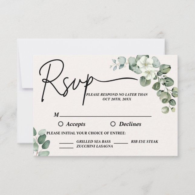 Eukalyptus Wedding RSVP Karte (Vorderseite)