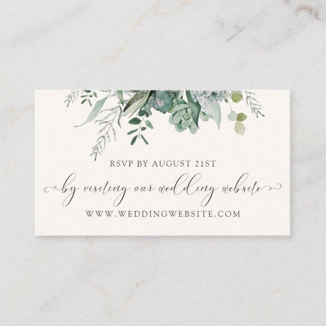 Eukalyptus Wedding RSVP Online Card Begleitkarte (Vorderseite)