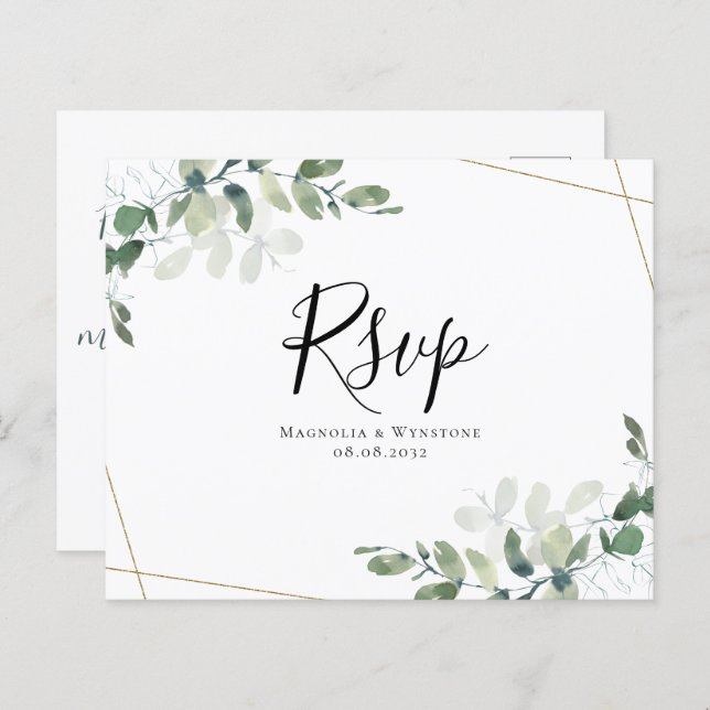 Eukalyptus Wedding RSVP Postcard (Vorne/Hinten)