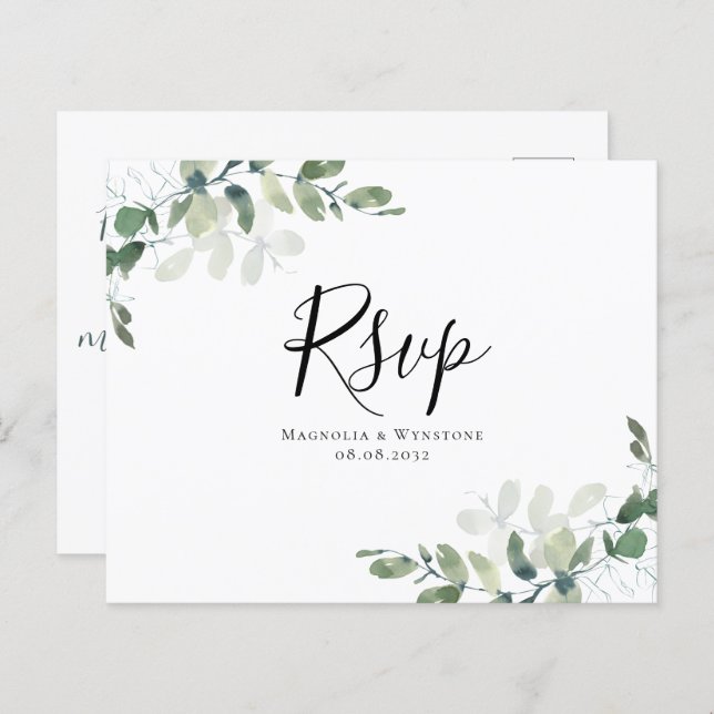 Eukalyptus Wedding RSVP Postcard (Vorne/Hinten)