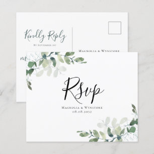Eukalyptus Wedding RSVP Postcard