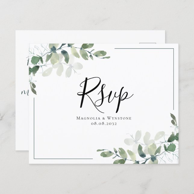 Eukalyptus Wedding RSVP Postcard (Vorne/Hinten)