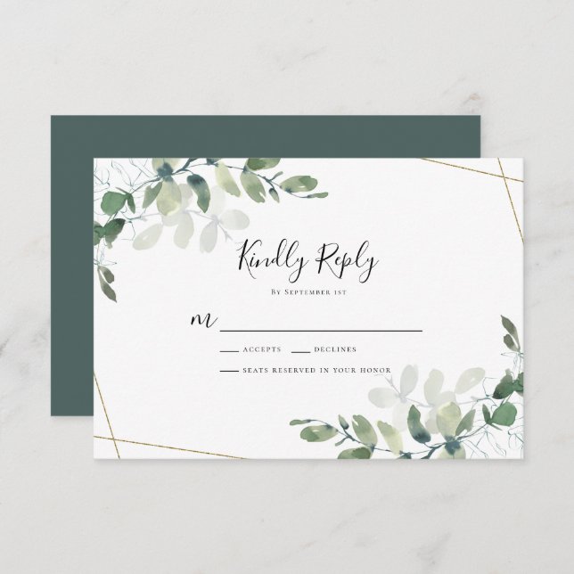 Eukalyptus Wedding RSVP Response Card (Vorne/Hinten)