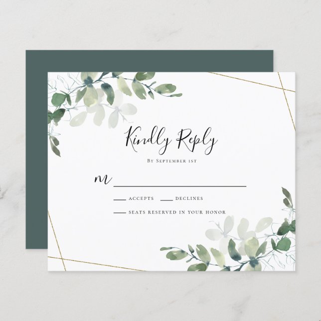 Eukalyptus Wedding RSVP Response Card (Vorne/Hinten)
