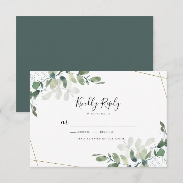 Eukalyptus Wedding RSVP Response Card Karte (Vorne/Hinten)