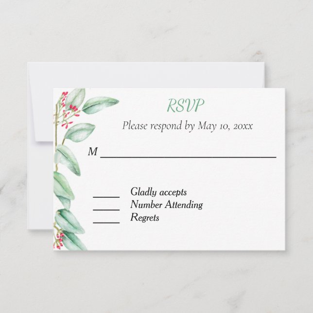 Eukalyptus Wedding RSVP Response Card Karte (Vorderseite)