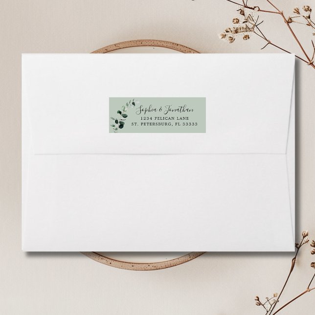 Eukalyptus Wedding Rücksendeadresse (Sage Eucalyptus Wedding Return Address Label)