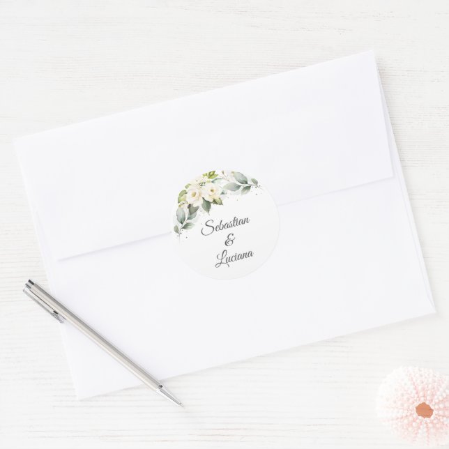 Eukalyptus Wedding Runder Aufkleber (Umschlag)