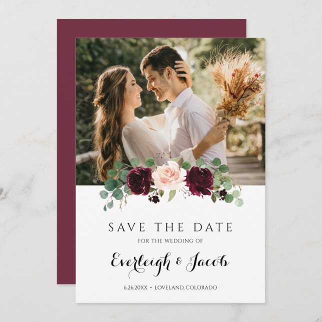 Eukalyptus Wedding Save The Date (Vorne/Hinten)