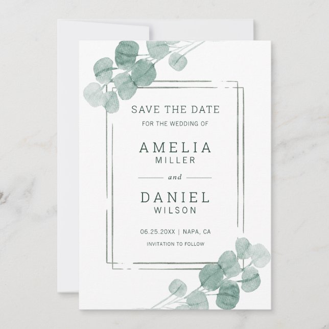 Eukalyptus Wedding Save The Date (Vorderseite)