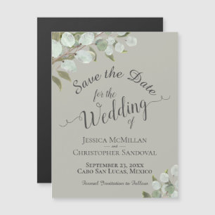 Eukalyptus Wedding Save the Date Calligraphy Sage Magneteinladung