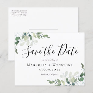 Eukalyptus Wedding Save the Date Postkarte
