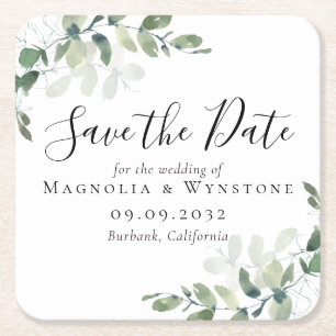 Eukalyptus Wedding Save the Date Rechteckiger Pappuntersetzer