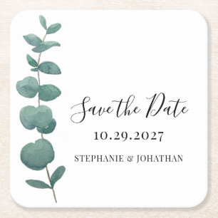 Eukalyptus Wedding Save the Date Rechteckiger Pappuntersetzer