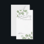 Eukalyptus Wedding 'Share a Memory' Hinweiskarte<br><div class="desc">Feiern Sie Ihren besonderen Tag mit dieser wunderschönen Hochzeit teilen sich eine Speicherkarte mit dem Titel "Share a Memory" in modernen Skripten und mit weicher Aquarellfarbe Eukalyptus auf einem weißen Hintergrund.</div>