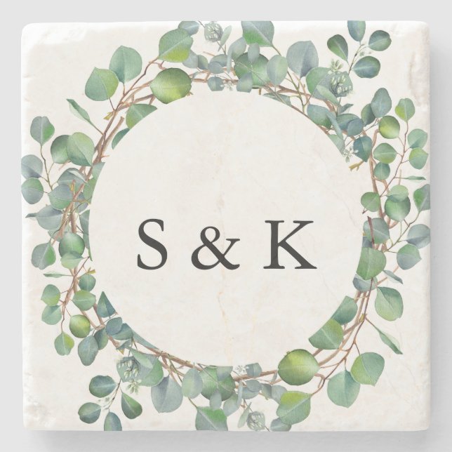 Eukalyptus Wedding Steinuntersetzer (Vorderseite)