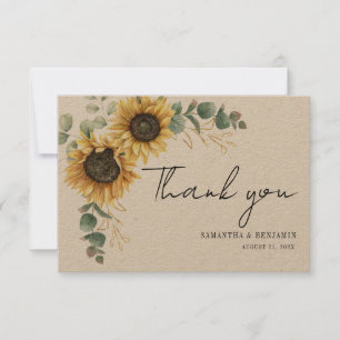 Eukalyptus Wedding Sunflower Dankeskarte