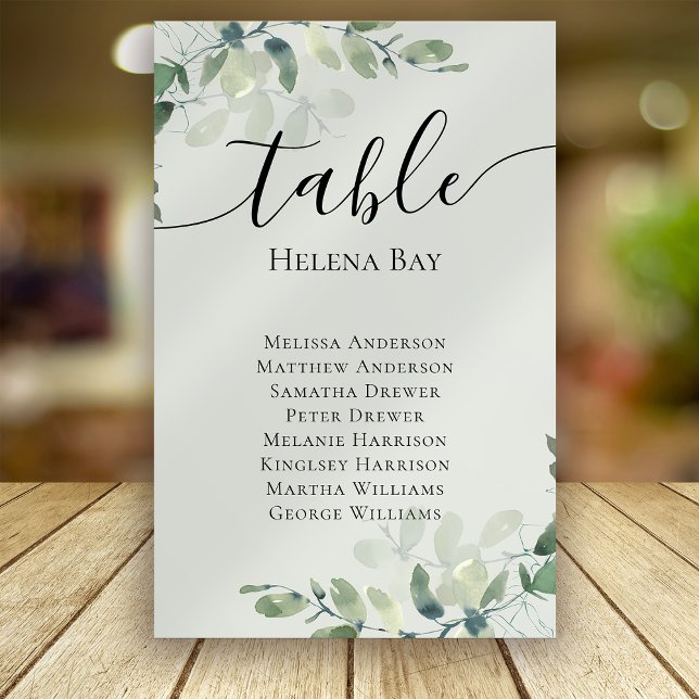 Eukalyptus Wedding Table Chart Name Tischnummer (Von Creator hochgeladen)