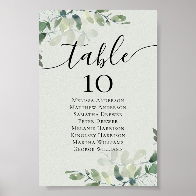 Eukalyptus Wedding Table Tischnummer Poster (Vorne)