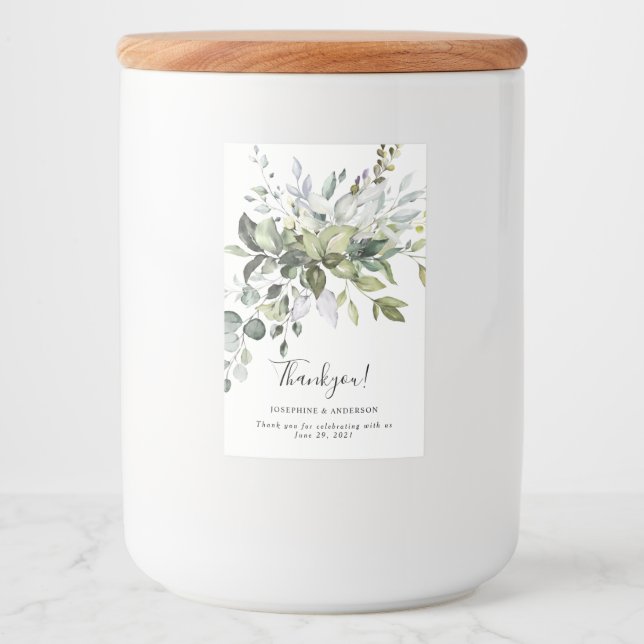 Eukalyptus Wedding Thankyou Food Label Set Lebensmitteletikett (Vorderseite)