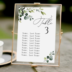 Eukalyptus Wedding Tischnummer Chart Card Card Kar