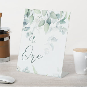 Eukalyptus Wedding Tischnummer Pedestal Sign Sockelschild