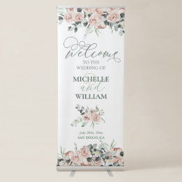 Eukalyptus Wedding Watercolor Dusty Rose Willkomme Ausziehbarer Banner