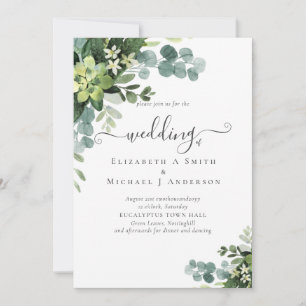 Eukalyptus Wedding Watercolor Grüne Einladungen