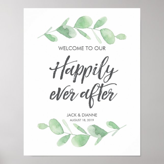 Eukalyptus Wedding Welcome Sign Poster (Vorne)
