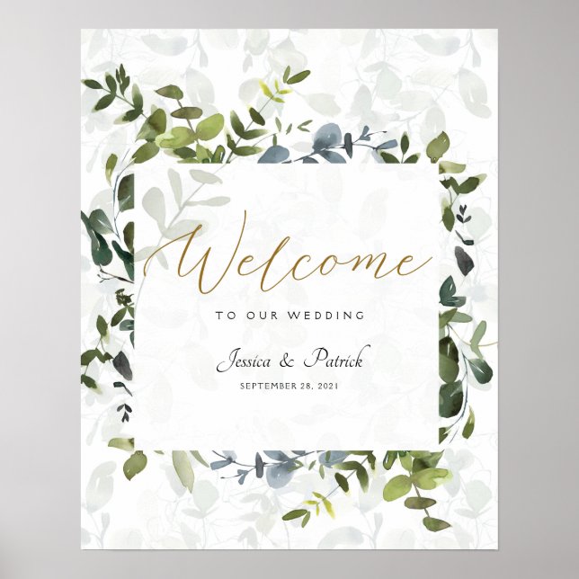 Eukalyptus Wedding Welcome Signs Poster (Vorne)