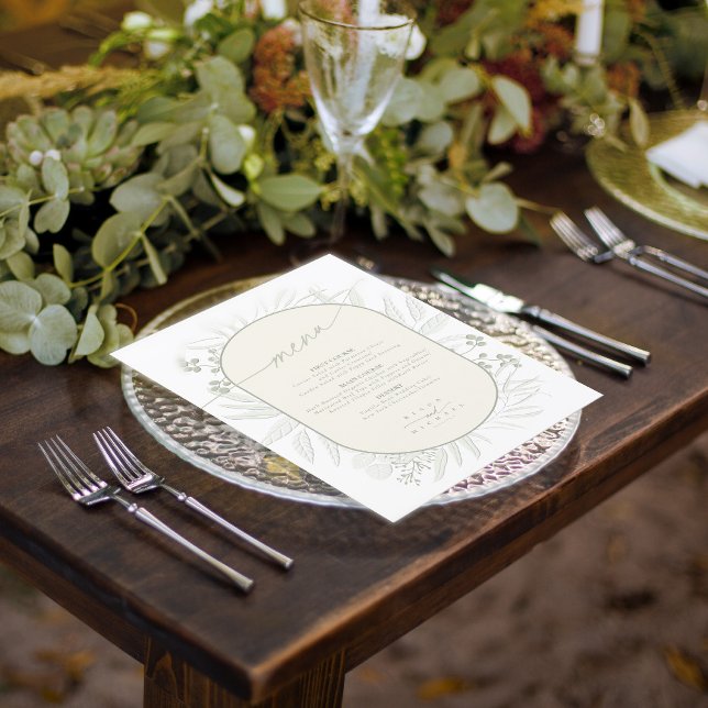 Eukalyptus Wedding Wreath Menu Elfenbein/Sage ID90 Menükarte (Von Creator hochgeladen)
