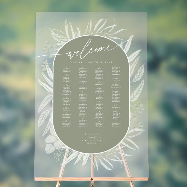 Eukalyptus Wedding Wreath Seating Chart Grn ID901 Acrylschild (Neutral)