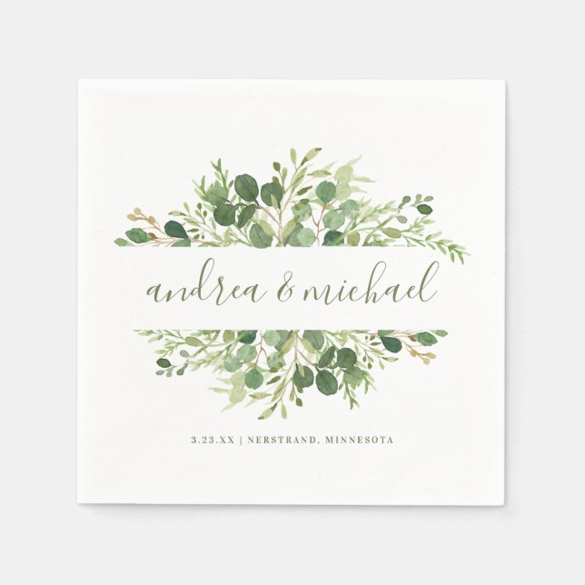 Eukalyptus-Weinkeller Hochzeiten Serviette (Vorderseite)
