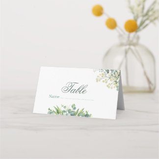 Eukalyptus & Weiße Blumen Botanische Hochzeit Platzkarte