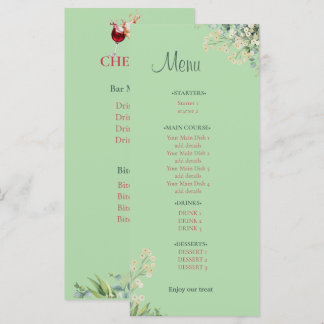Eukalyptus & Weiße Blüten Botanische Hochzeit Menükarte