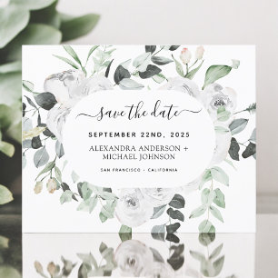 Eukalyptus White Floral Save the Date