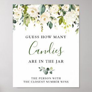 Eukalyptus White Roses GUESS Sign Poster