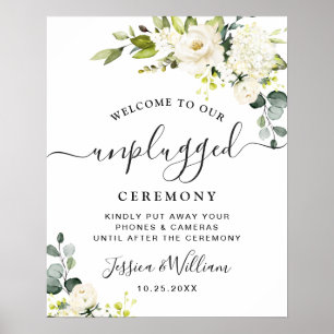 Eukalyptus White Roses Unplugged Wedding Zeremonie Poster