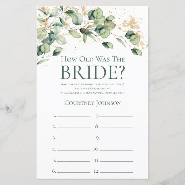 Eukalyptus Wie alt war die Braut (Vorderseite)