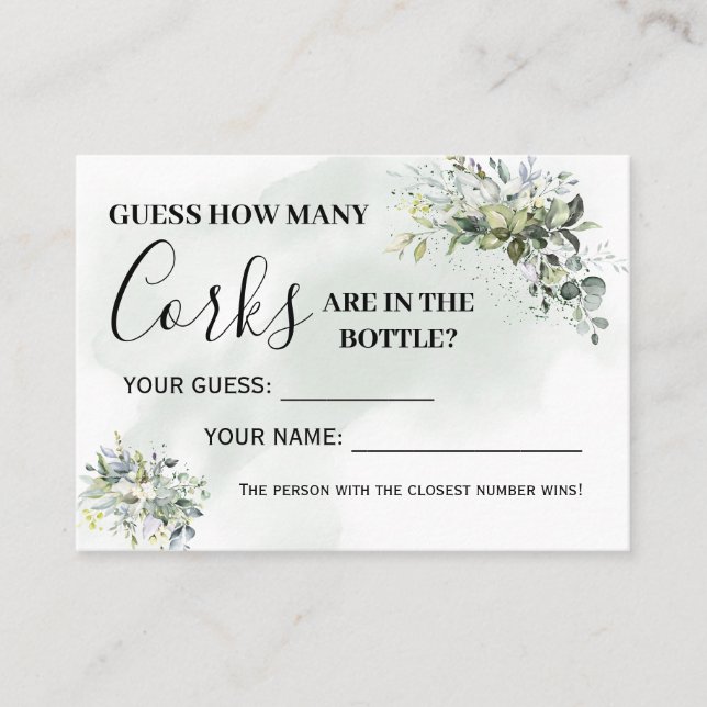 Eukalyptus Wie viele Korken zweisprachige Spielkar Platzkarte (Vorderseite)