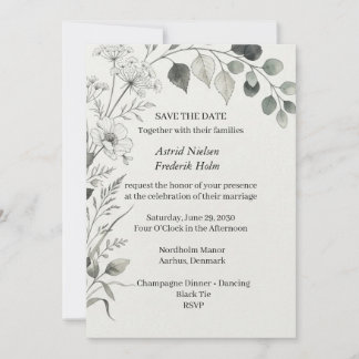 Eukalyptus-Wildblumen-Botanical-Save-The-Date-Hoch Einladung