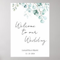 Eukalyptus Willkommen bei unserer Hochzeit